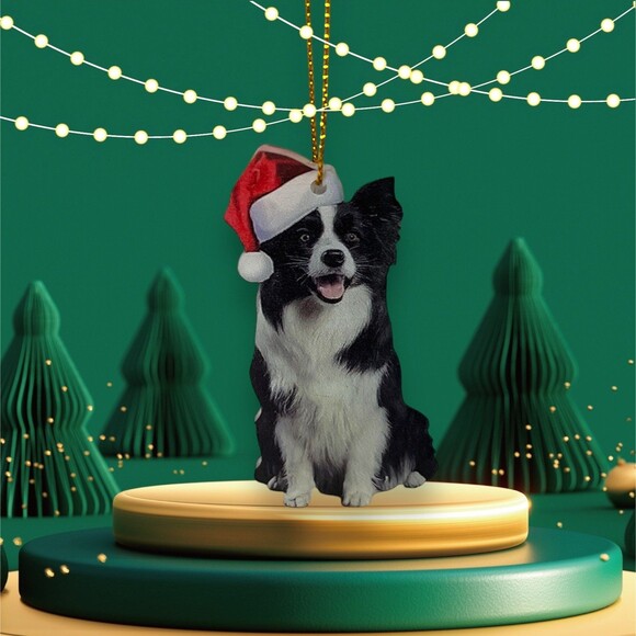 Border Collie Christmas Holiday Charm - Cute Acrylic Ornament for Decoration - Picture 3 of 6